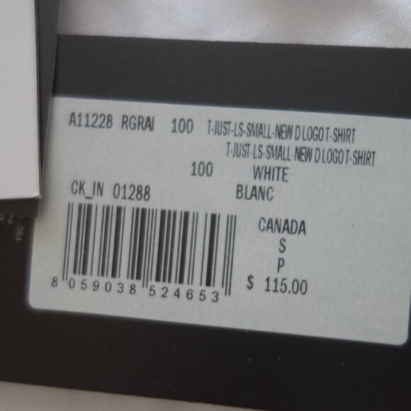 Diesel Long Sleeve White New D-LOGO 100% Cotton Size S T-Shirt *New with Tags* - Picture 7 of 12